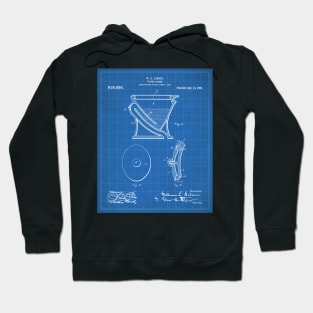 Toilet Patent - Bathroom Art - Blueprint Hoodie